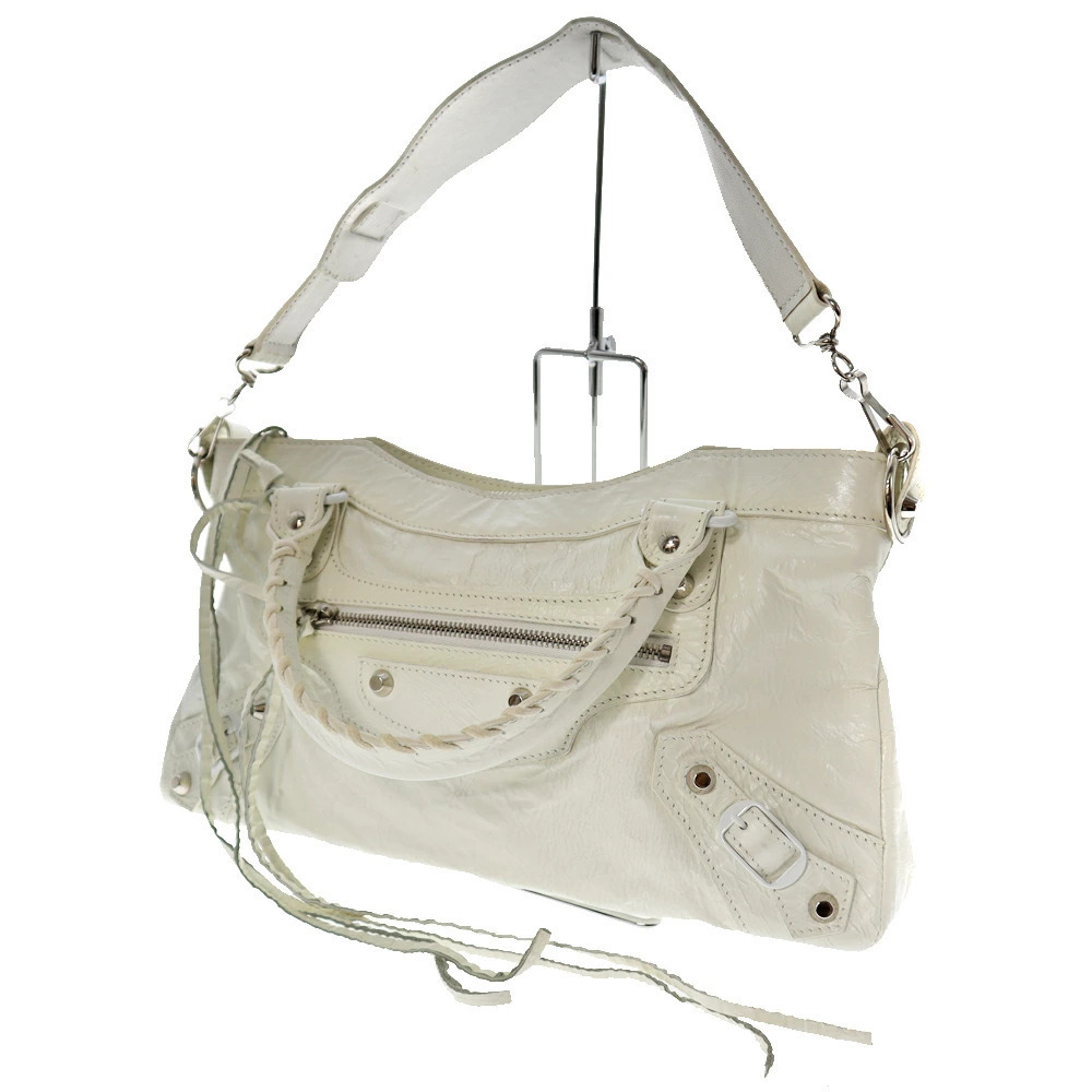 BALENCIAGA The City Leather Bag White Handbag Shoulder
